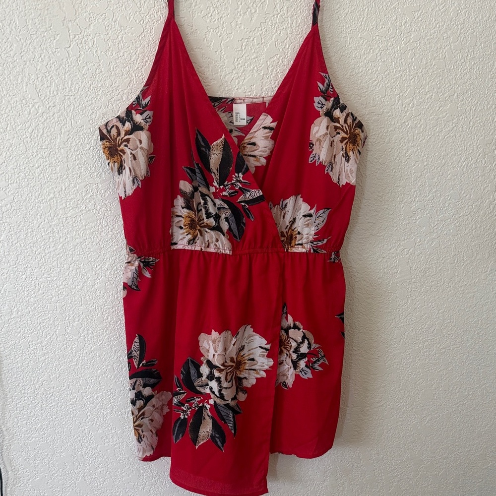 Red Floral Romper Dress
